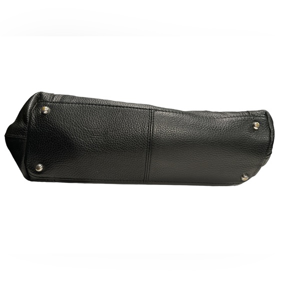 Lodis BLACK PEBBLED LEATHER  SHOULDER BAG TOTE Floral Interior - Picture 2 of 16